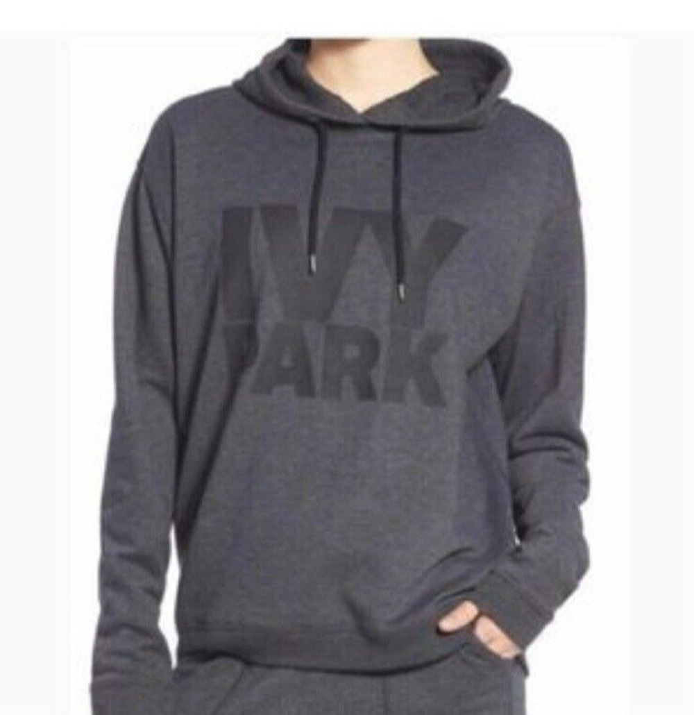 Ivy Park Hoodie Sweatshirt Womens Medium Pullover Dark Gray Black Logo Casual
